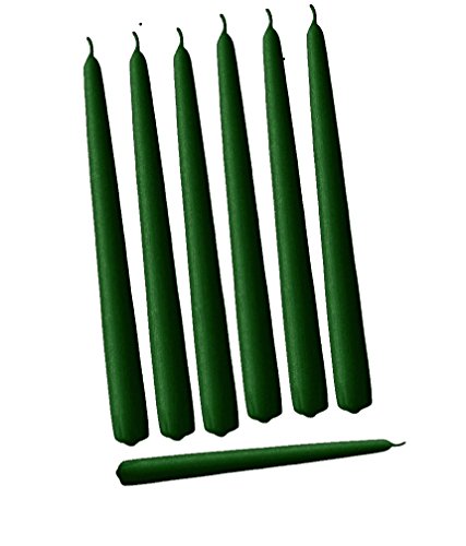 Product Cover D'light Online Elegant Taper Premium Quality Candles, Hand-Dipped, Dripless and Smokeles - Set of 12 Individually Wrapped (10 Inch, Dark Green)
