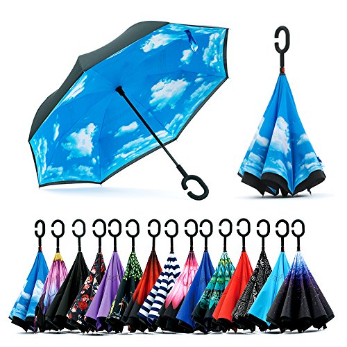 Product Cover Spar. Saa Double Layer Inverted Umbrella with C-Shaped Handle, Anti-UV Waterproof Windproof Straight Umbrella for Car Rain Outdoor Use