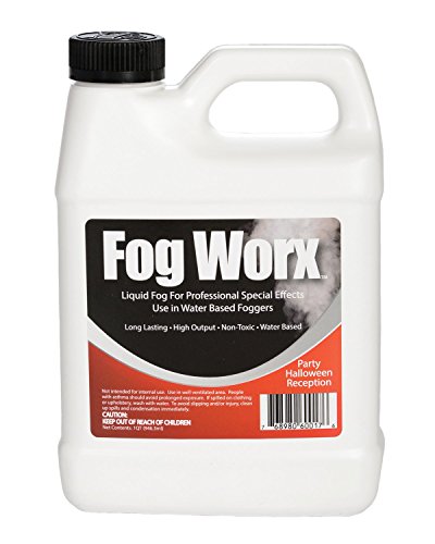 Product Cover FogWorx Fog Juice - 1 Quart of Organic Odorless Fog Fluid (32 oz) - Medium Density, High Output, Long Lasting Fog Machine Fluid for 400 Watt to 1500 Watt Machines