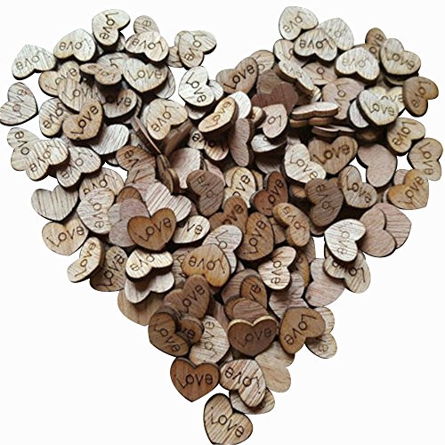 Product Cover 200pcs Rustic Wooden Love Heart Wedding Table Scatter Decoration Crafts Children's DIY Manual Patch