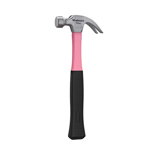 Product Cover Fiberglass Claw Hammer With Comfort Grip Handle And Curved Rip Claw, PINK
