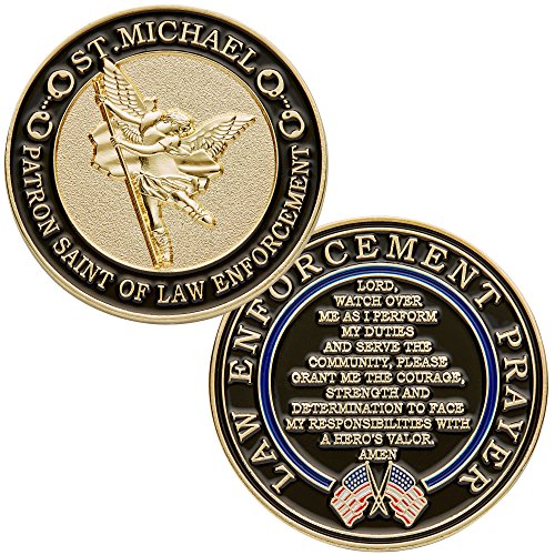 Product Cover St. Michael Patron Saint of Law Enforcement Challenge Coin with Hero's Valor Prayer Single Coin (1-Pack)