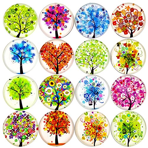 Product Cover ALIGLE 16pcs Beautiful Glass Refrigerator Magnets Fridge Stickers Funny for Office Cabinets Whiteboards Tree of Life Decorative Photo Abstract (Tree of Life)