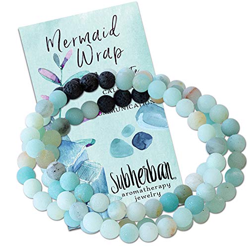Product Cover Subherban Essential Oil Bracelets - Aromatherapy Bracelet or Necklace - Lava Rock Anxiety Bracelet - MERMAID WRAP - Handmade Jewelry - Gifts for Women