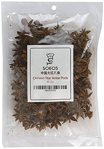 Product Cover Soeos Star Anise Seeds (Anis Estrella), Whole Chinese Star Anise Pods, Dried Anise Star Spice, 4 oz.