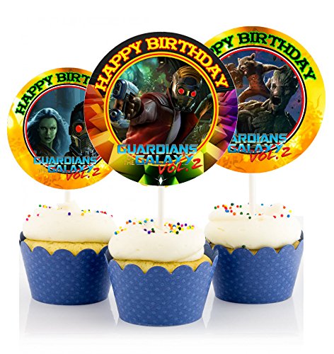 Product Cover 12 Guardians of the Galaxy Birthday Inspired Party Picks, Cupcake Picks, Cupcake Toppers #1