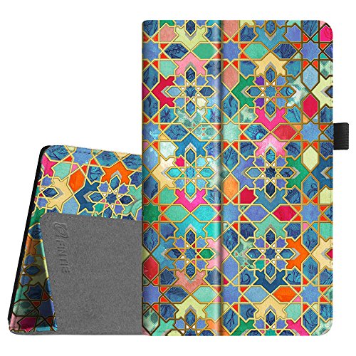 Product Cover Fintie Folio Case for All-New Amazon Fire HD 8 Tablet (Compatible with 7th and 8th Generation Tablets, 2017 and 2018 Releases) - Slim Fit Vegan Leather Standing Protective Cover, Bohemian Ledge