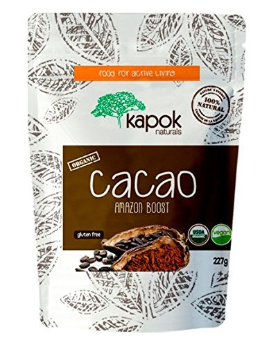 Product Cover Kapok Naturals Cacao Powder NEW Raw Organic Cacao Powder. Enjoy Rich Dark Chocolate Coco Powder Flavor from Natural and Organic Cacao from Peru. USDA Organic, ISO & GMP Certified