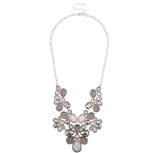 Product Cover Lux Accessories Caviar Glitter Shimmer Teardrop Stone Bib Statement Necklace