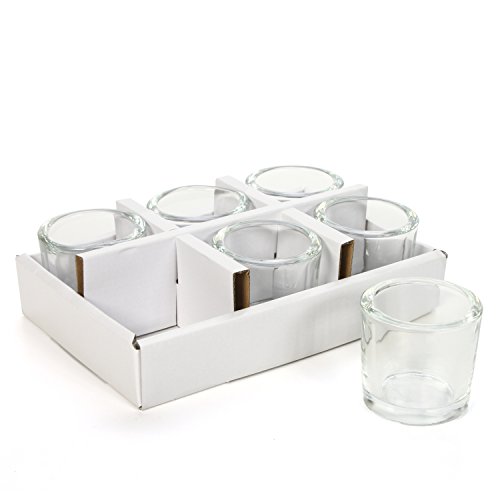 Product Cover Hosley Set of 24 Heavy Clear Chunky Glass Tea Light LED Votive Candle Holders 2.4 Inch High. Ideal for Weddings Parties Spa Aromatherapy Bridal Setting Reiki Meditation O9