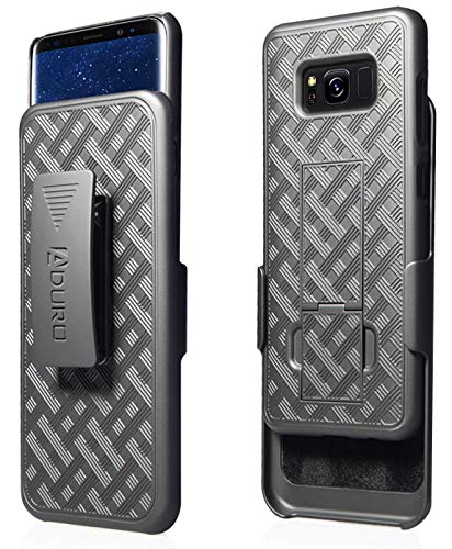Product Cover Aduro Samsung Galaxy S8 Plus (ONLY) Holster Shell Case - Combo Series, Super Slim Shell Case with Built-in Kickstand and Swivel Belt Clip Holster for Samsung Galaxy S8 Plus (Black)