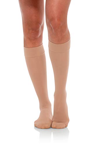 Product Cover Jomi Compression, Unisex, Knee High Stockings Collection, 15-20mmHg Sheer Closed Toe 132 (Small, Natural)