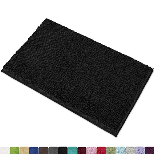 Product Cover MAYSHINE 20x32 Inches Non-Slip Bathroom Rug Shag Shower Mat Machine-Washable Bath Mats with Water Absorbent Soft Microfibers of - Black