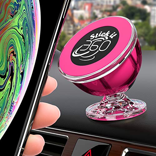 Product Cover Stick it 360 Magnetic Car Mount - Car Accessories for Women - Pink Car Accessories 360 Degree Rotation from Dashboard - Universal Car Mount Magnetic Compatible with All Smartphone (Pink)