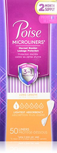 Product Cover Microliners Lightest Absorbency Long Length Incontinence Panty Liners, 50 count (PACK OF 2)