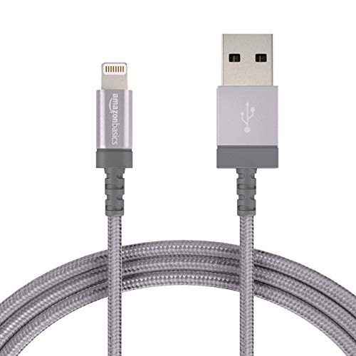 Product Cover AmazonBasics Nylon Braided Lightning to USB A Cable, MFi Certified iPhone Charger, Dark Grey, 6-Foot - 10-Pack