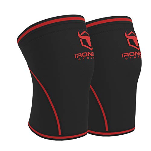 Product Cover Knee Sleeves 7mm (1 Pair) - High Performance Knee Sleeve Support For Weight Lifting, Cross Training & Powerlifting - Best Knee Wraps & Straps Compression - For Men and Women (Black/Red, XX-Large)