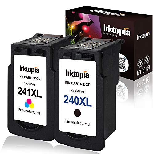 Product Cover Inktopia Remanufactured for Canon PG-240XL CL-241XL Ink Cartridges (1 Black 1 Tri-Color) Compatible with Canon PIXMA MG3620 MG3520 MG2220 MG3220 MG3522 MX472 MX452 MX522 MX532 MX392 MX432 MX512