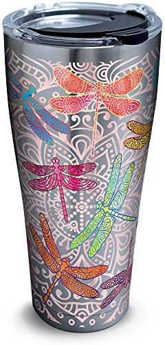 Product Cover Tervis 1261345 Dragonfly Mandala Stainless Steel Tumbler with Clear and Black Hammer Lid 30oz, Silver