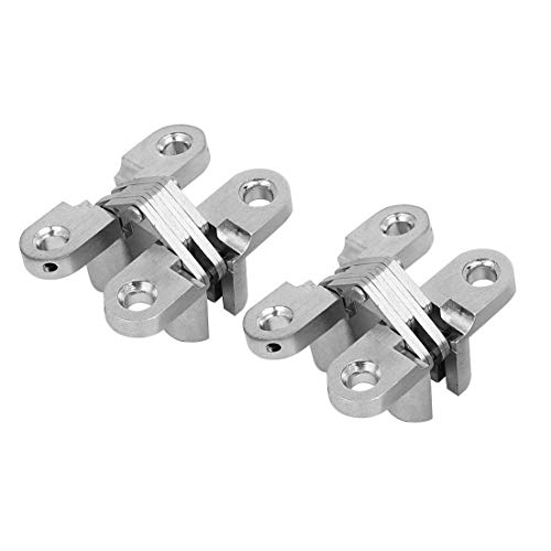 Product Cover Ranbo (1 Pair) Hidden gate Hinge Stainless Steel Invisible Door Hinges Concealed Barrel Wooden Box Silver (1-3/4 inch)