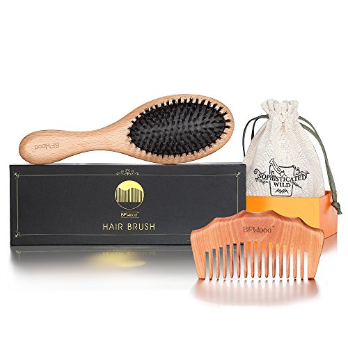 Product Cover BFWood Pure Soft Boar Bristle Hair Brush for Fine Thin Hair