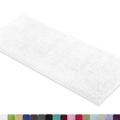 Product Cover MAYSHINE Bath Mat Runners for Bathroom Rugs, Long Floor Mats, Extra Soft, Absorbent, Thickening Shaggy Microfiber, Machine-Washable, Perfect for Doormats,Tub, Shower (27.5X47 Inches White)