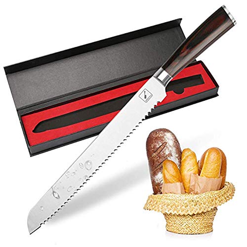 Product Cover Bread Knife,10-Inch Imarku Pro serrated knife, High Carbon Stainless Steel Cake Knife