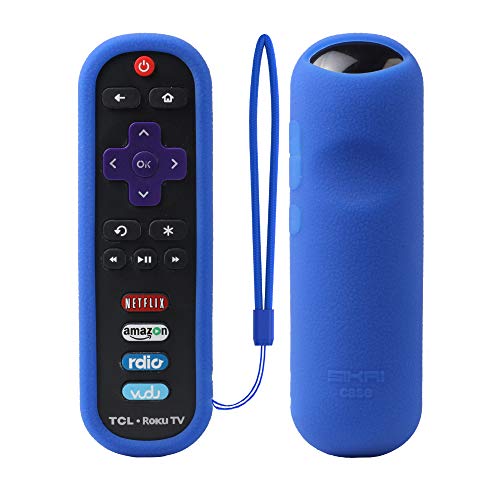 Product Cover TCL Roku RC280 Remote Case SIKAI Silicone Shockproof Protective Cover for Roku 3600R / TCL Roku RC280 TV Remote [RoHS Tested Material] Skin-Friendly Anti-Lost with Remote Loop (Blue)