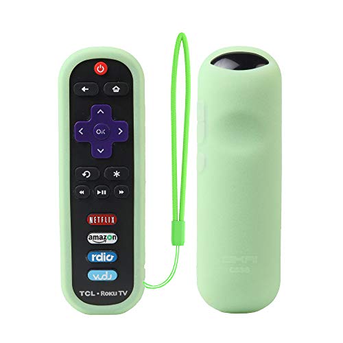 Product Cover TCL Roku RC280 Remote Case SIKAI Silicone Shockproof Protective Cover for Roku 3600R / TCL Roku RC280 TV Remote [RoHS Tested Material] Skin-Friendly Anti-Lost with Remote Loop (Glow in Dark-Green)