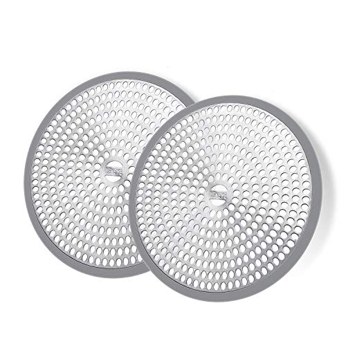 Product Cover LEKEYE Shower Hair Catcher Drain Protector Strainer-Steel & Silicone 2 Pack