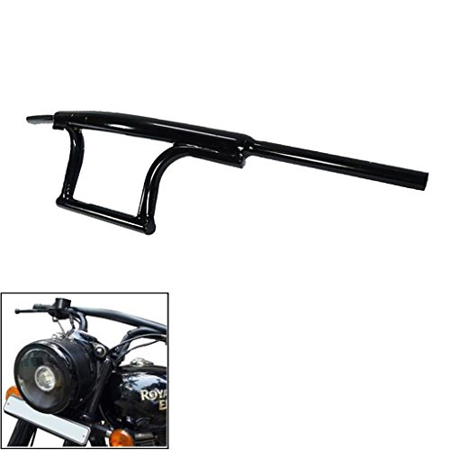 Product Cover Dhe Best HB-02 Bike Handle Bar Dual Triple Curved Pipe Handlebar Black for Royal Enfield Classic Desert Storm