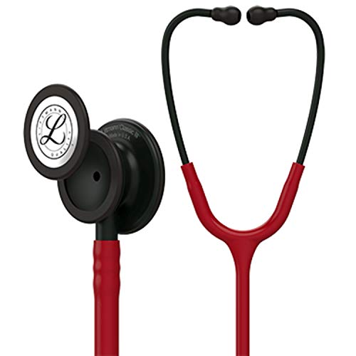 Product Cover 3M Littmann Classic III Monitoring Stethoscope, Black-Finish Chest Piece, stem and headset, Burgundy Tube, 27 Inch, 5868