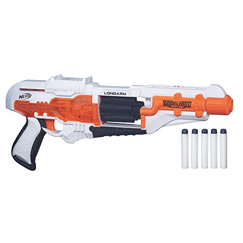 Product Cover Longarm Nerf Doomlands Toy Blaster with Flip-Open Drum and 5 Official Nerf Doomlands Elite Darts for Kids, Teens, and Adults