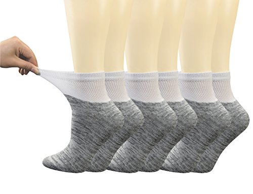 Product Cover Yomandamor Women's 6 Pairs Bamboo Diabetic Ankle Socks with Non-Binding Top And Cushion Sole,L Size(Socks Size:9-11)