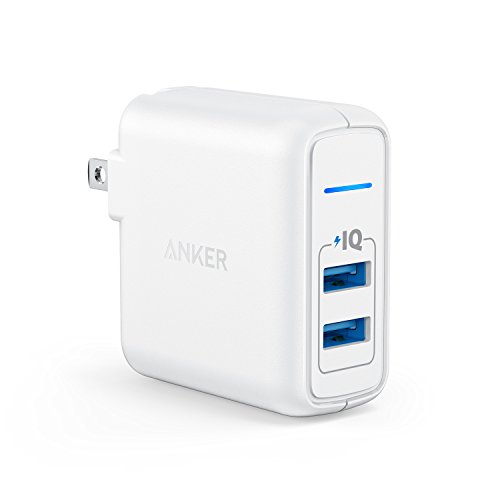 Product Cover USB Charger, Anker Elite Dual Port 24W Wall Charger, PowerPort 2 with PowerIQ and Foldable Plug, for iPhone Xs/XS Max/XR/X/8/7/6/Plus, iPad Pro/Air 2/Mini 3/Mini 4, Samsung S4/S5, and More