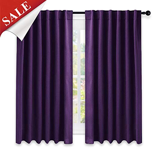 Product Cover NICETOWN Kitchen Blackout Draperies Curtains for Window - (Royal Purple) 52 by 63 inches, Set of 2 Panels, Energy Saving Rod Pocket/Back Tab Blackout Drapes