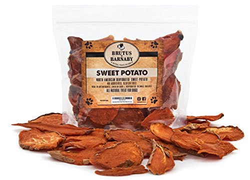 Product Cover BRUTUS & BARNABY Sweet Potato Dog Treats- Dehydrated North American All Natural Thick Cut Sweet Potato Slices, Grain Free, No Preservatives Added, Best High Anti-Oxidant Healthy Dog Chew