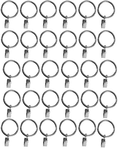 Product Cover TEJATAN 1.5-inch, Set of 30, Silver, Metal Curtain Rings with Clips and Eyelets(Also Known as Rings with Curtain Clips/Curtain Clip Rings/Drapery Rings/Curtain Rings with Clips/Drapery Clip Rings)