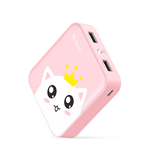 Product Cover Yoobao Portable Charger 10000mAh Cute Power Bank External Battery Pack Powerbank Cell Phone Battery Backup with Dual USB Output Comaptible iPhone X 8 7 Plus, Samsung Galaxy & More - Pink Cat