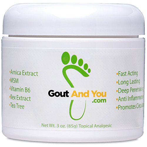 Product Cover Therapeutic Gout Relief Cream with Arnica Extract, Ilex Leaf Extract, Aloe Vera and Tea Tree Oil.
