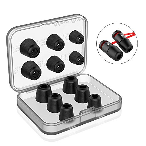Product Cover [6 Pairs] Earphone Tips New Bee 12pcs Premium Replacement Earbud Tips Blocking Out Ambient Noise Memory Foam Earbuds Inner 4.9mm for in-Ear Headphones with 5mm-7mm Tips (Black, S/M/L)