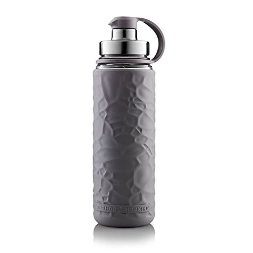 Product Cover Anchor Hocking Life Durable Glass Water Bottle with Silicone Sleeve- 19.5 ounces, BPA-Free, Wide Mouth, Leak Proof Design, Pebble Gray - 13067ECOM