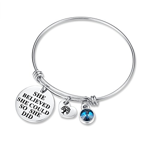 Product Cover Hannay 'She Believed She Could So She Did' Birthday Gifts Bracelet with Birthstone and Heart Tree of Life