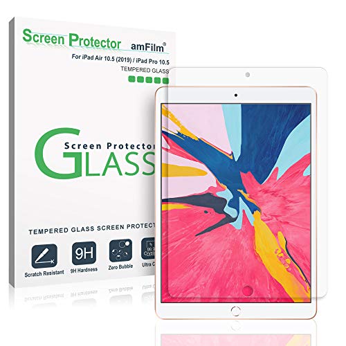 Product Cover amFilm Glass Screen Protector for iPad Air 3 (2019) 10.5 inch, iPad Pro 10.5 (2017) (2 Pack) Tempered Glass, Apple Pencil Compatible