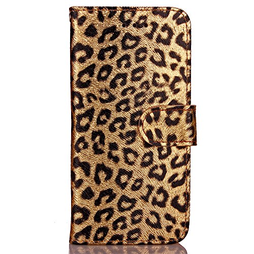 Product Cover Iphone 7 case,Iphone 8 phone case, with PU Leather Luxury Leopard Pattern Wallet Flip Case Card Slots With Magnetic Closure Wallet Case for Iphone 7 Iphone 8 (gold)