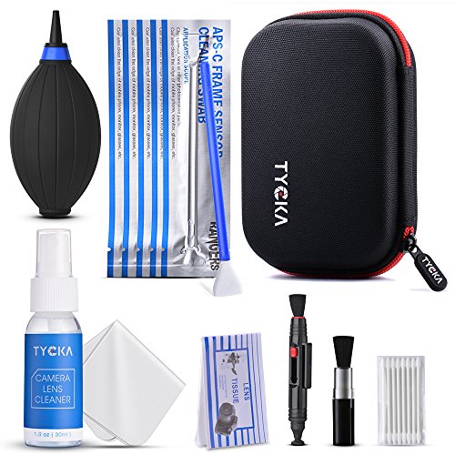 Product Cover Tycka Professional Camera Cleaning Kit (with Waterproof case), 30ml Non-Toxic Alcohol-Free Cleaning Solution, Improved uni-Body air Blower, Cleaning swabs, lenspen for DSLR, Lens and Sensors