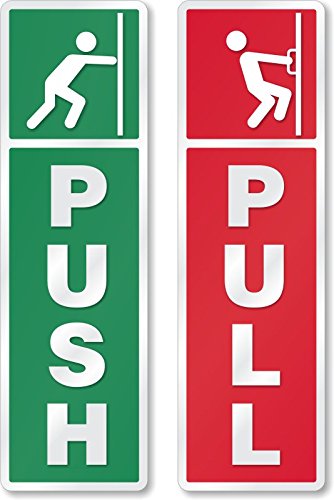 Product Cover Asmi Collections Self Adhesive Push And Pull Sign Stickers - Set Of 4