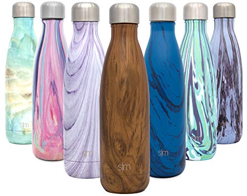 Product Cover Simple Modern 17 Ounce Wave Water Bottle - Stainless Steel Double Wall Vacuum Insulated Reusable Leakproof Pattern: Wood Grain