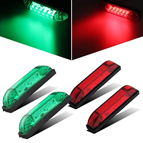 Product Cover Partsam 4X Boat Navigation LED Lighting RED & Green Waterproof Marine Utility Strip Bar