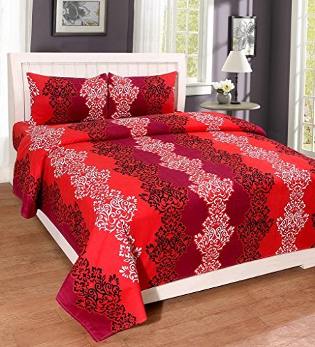 Product Cover Homefab India Dreams 140 TC Polycotton Double Bedsheet with 2 Pillow Covers - Modern, Maroon